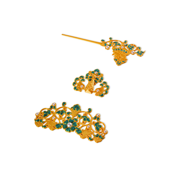 Tang Multicolor Phoenix Hair Accessories Set 3D Printed